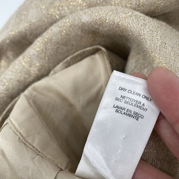 MICHAEL KORS SIZE 10 LINEN BLEND GOLD BEIGE  MINI SKIRT METALLIC ACCENTS - Picture 10 of 10